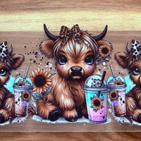 #46 Highland Cow with leopard bow-holographic K's Krafty Barn