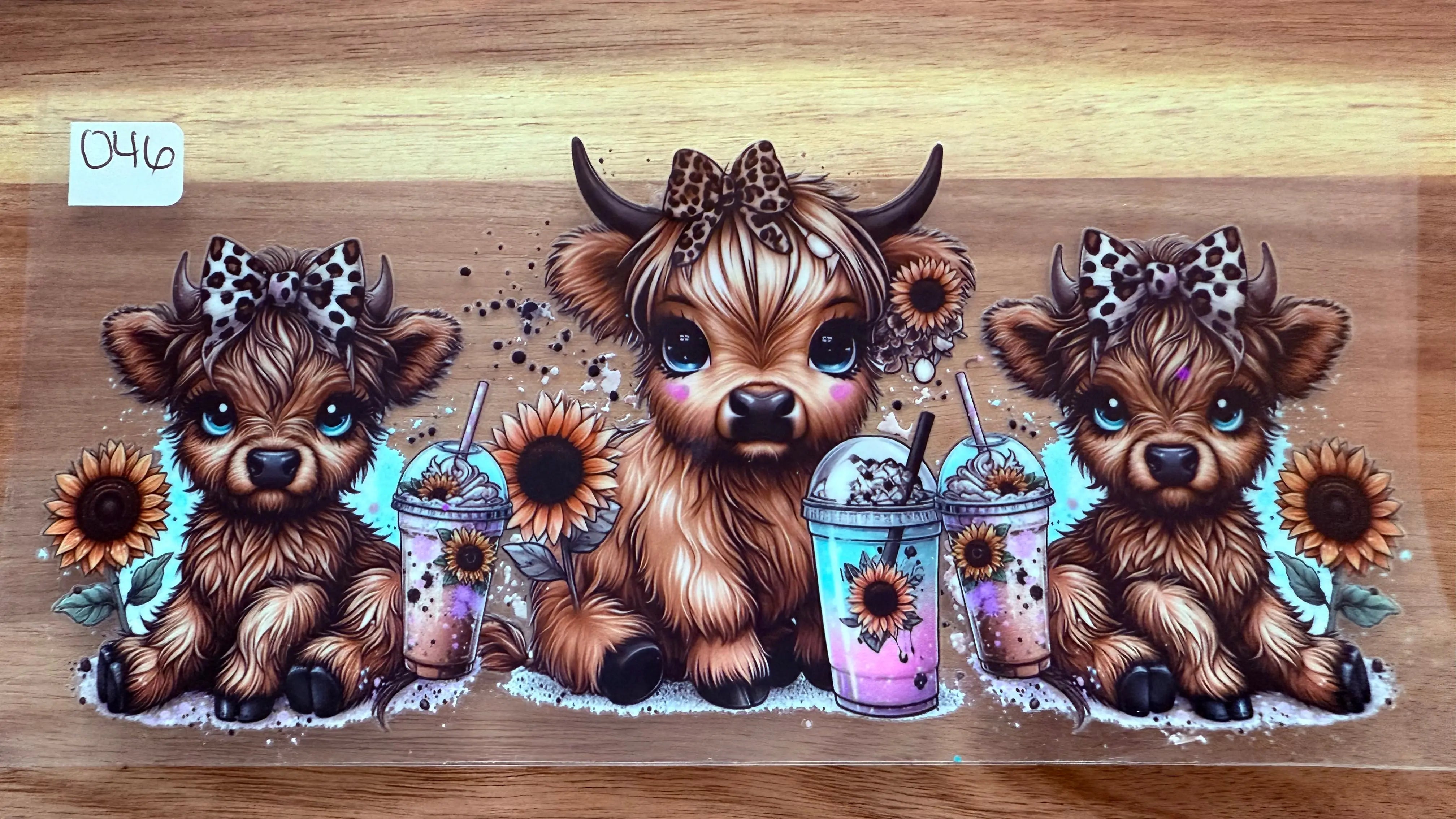 #46 Highland Cow with leopard bow-holographic K's Krafty Barn