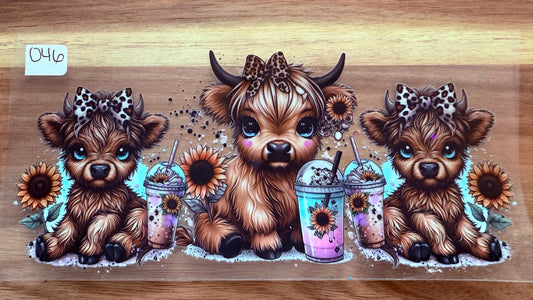#46 Highland Cow with leopard bow-holographic
