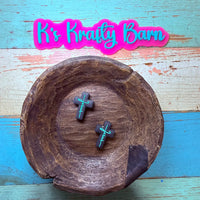 Silicone Focal Bead- Black cross with teal Jesus K's Krafty Barn