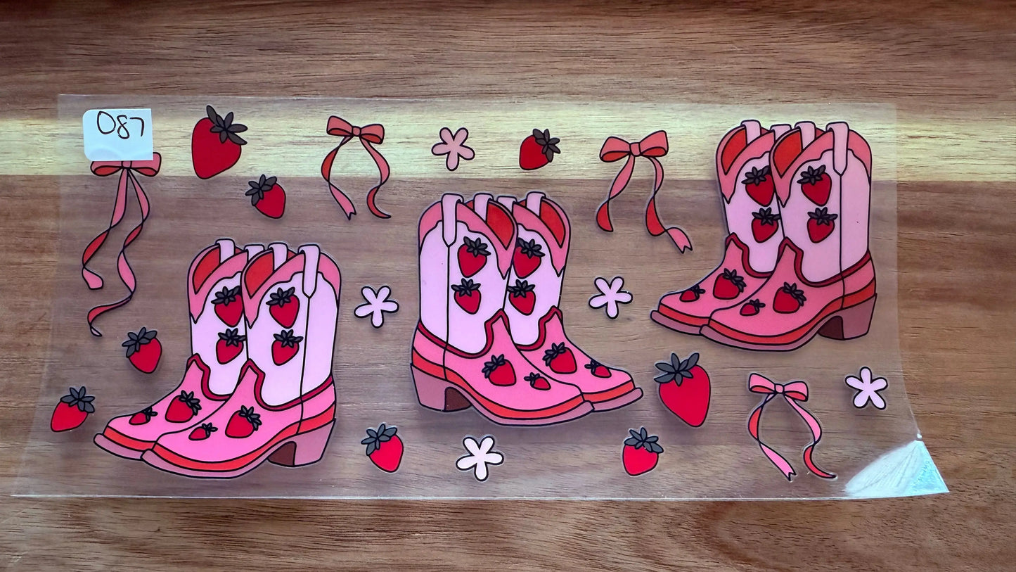 #87 Boots with strawberries K's Krafty Barn