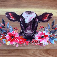 #32 Black and White Cow with flowers K's Krafty Barn