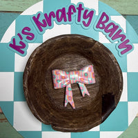 Silicone Focal Bead- Daisy striped bow