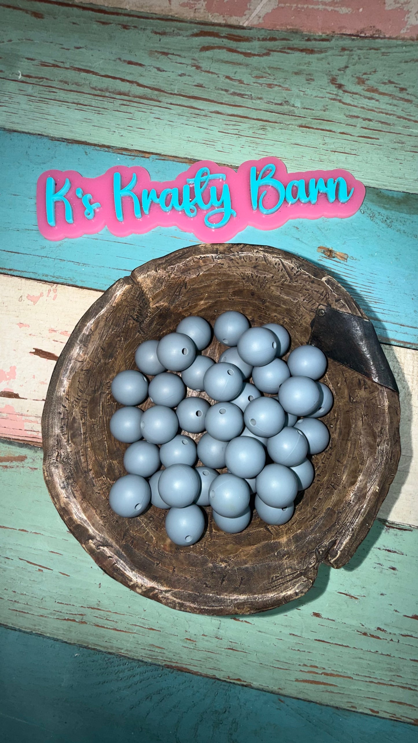 15mm Solid Silicone Beads- Storm Cloud
