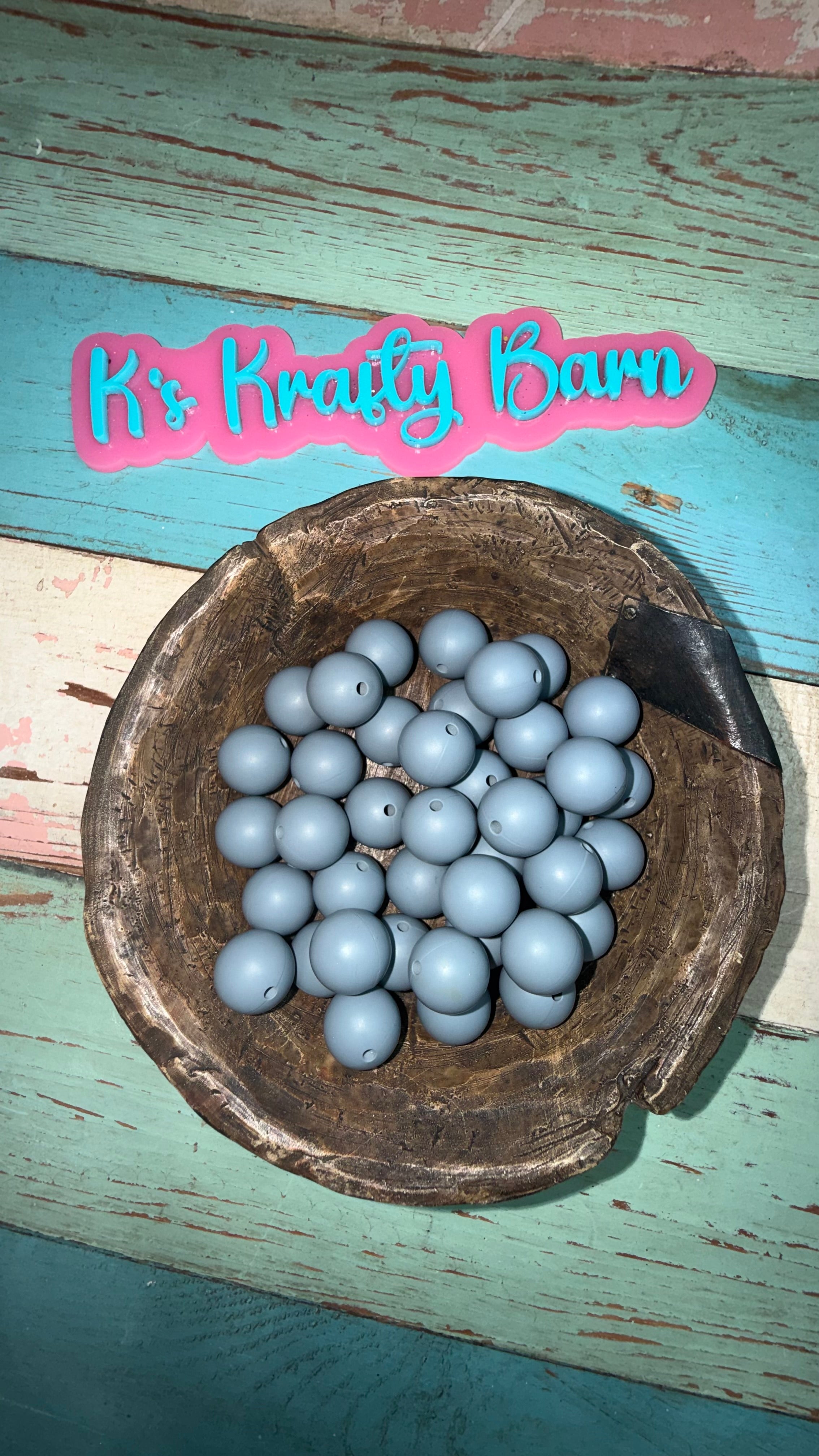 15mm Solid Silicone Beads- Storm Cloud