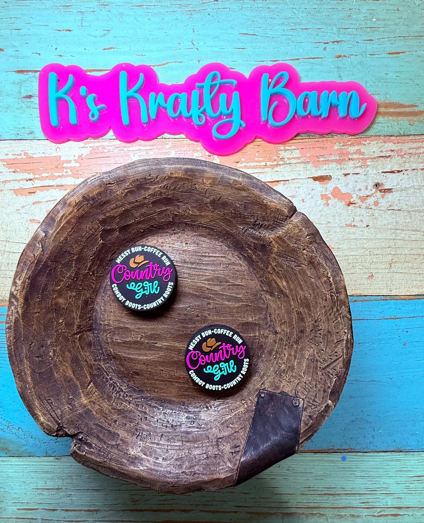 Silicone Focal Bead- Messy bun coffee run country girl K's Krafty Barn