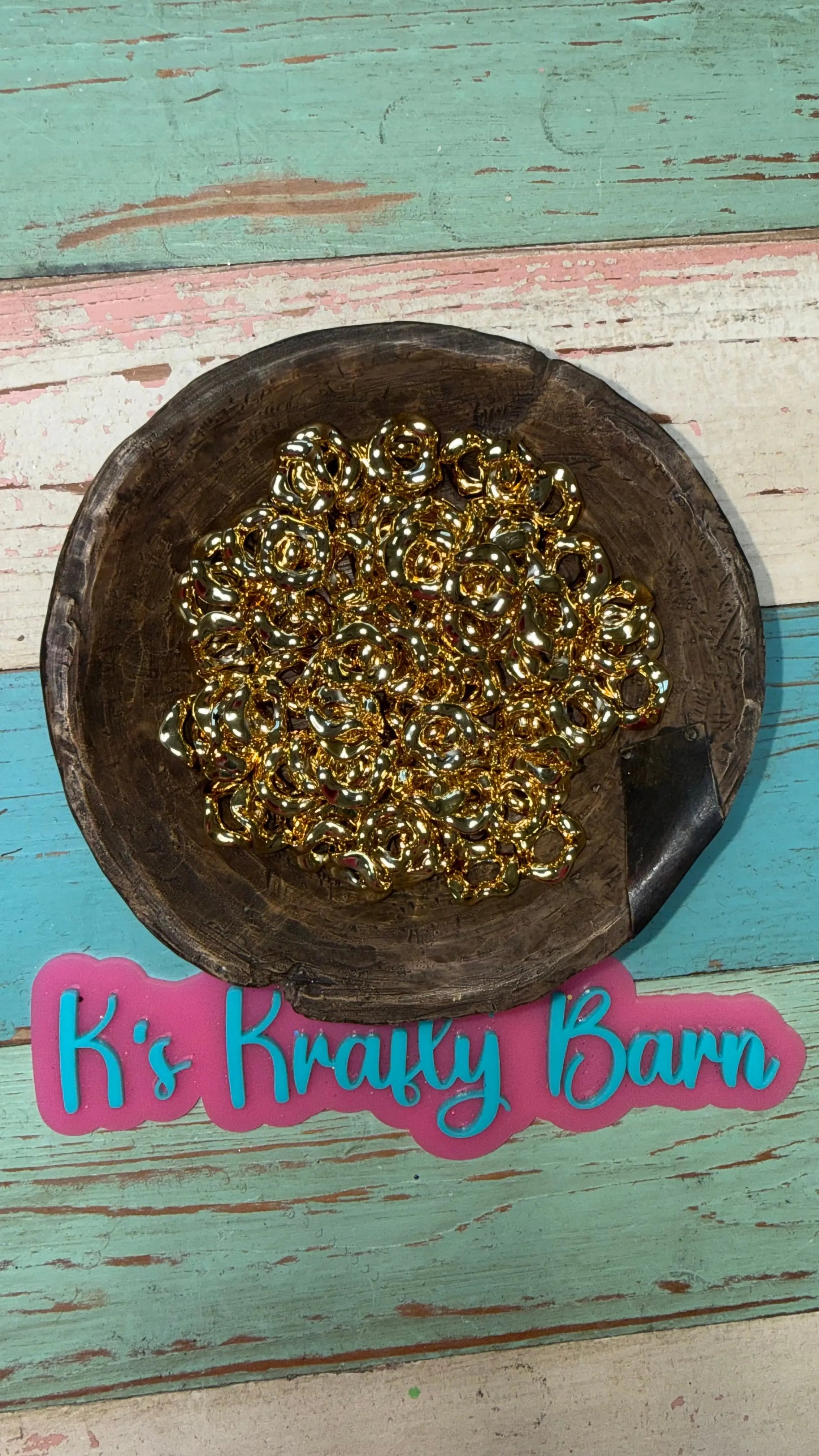 16mm Gold Wavy Spacers for beadable items- 50 pack MIX K's Krafty Barn