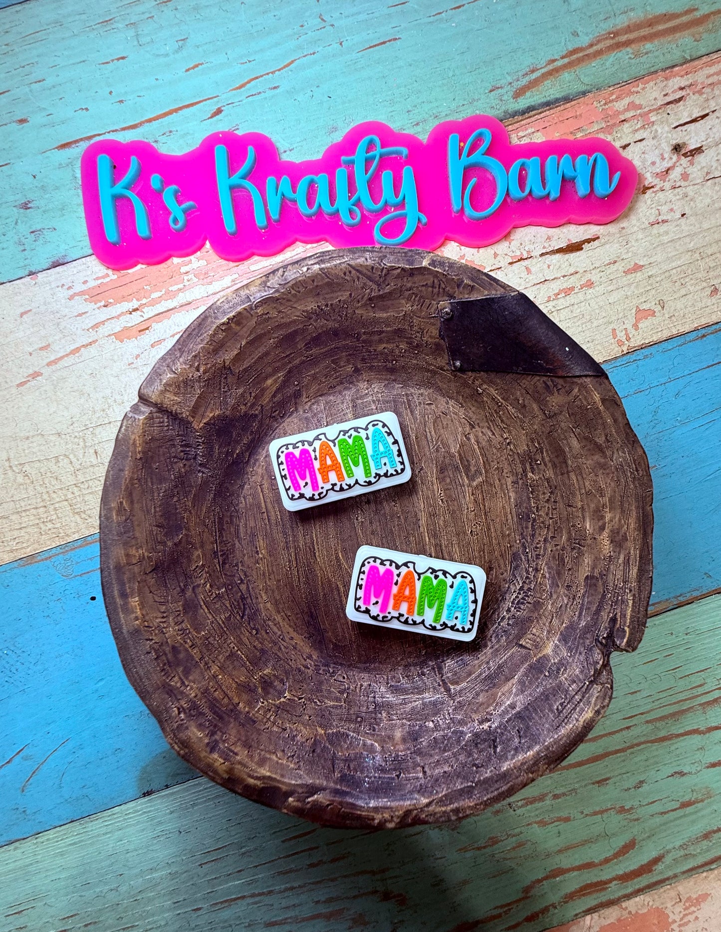 Wholesale Silicone Focal Bead- Neon Mama