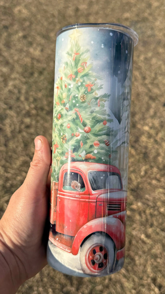 Christmas truck- 20oz insulated K's Krafty Barn