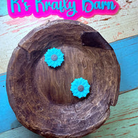 Silicone Focal Bead- Teal Daisy flower K's Krafty Barn