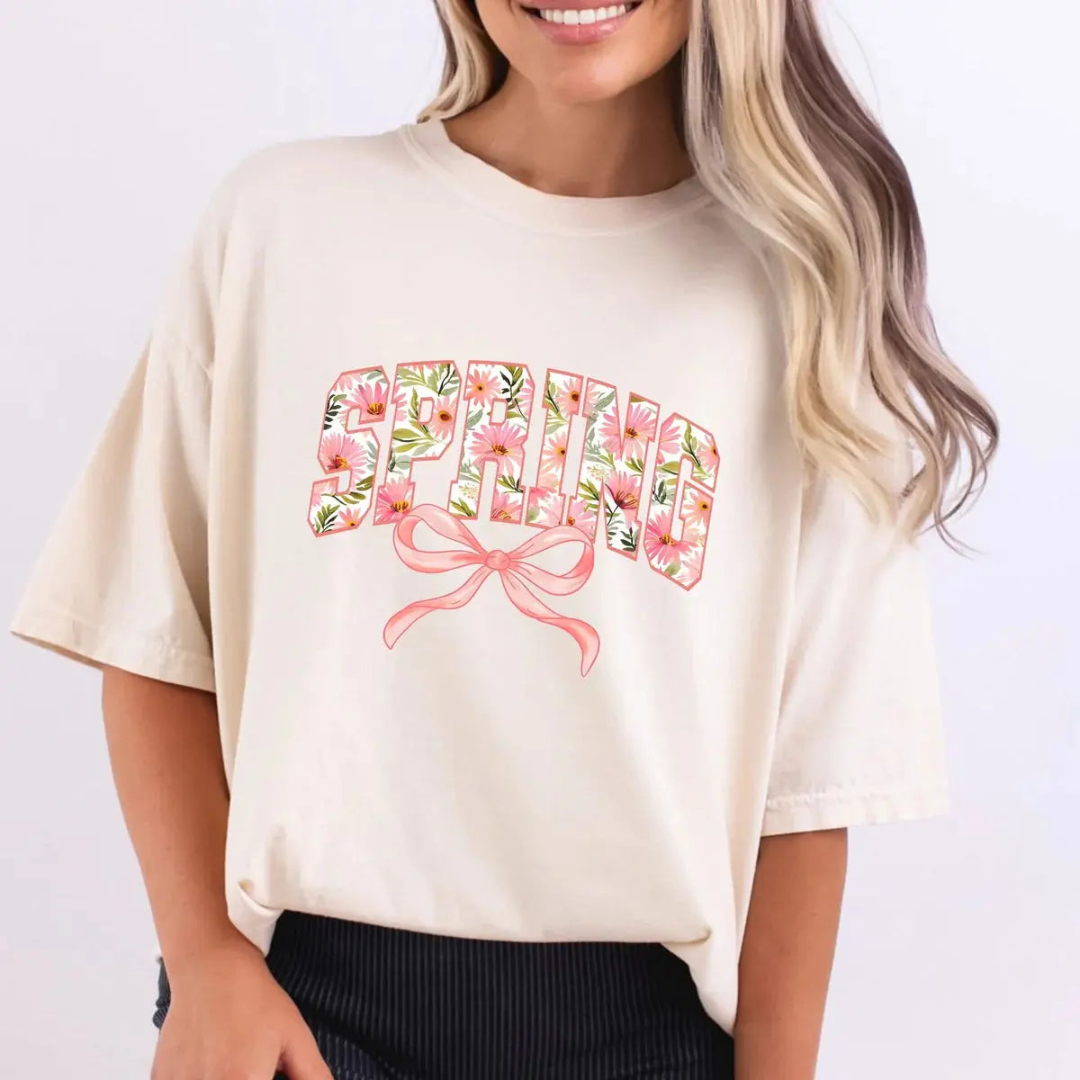 Spring Floral Bow Shirt | Spring Bow Graphic Tee K's Krafty Barn