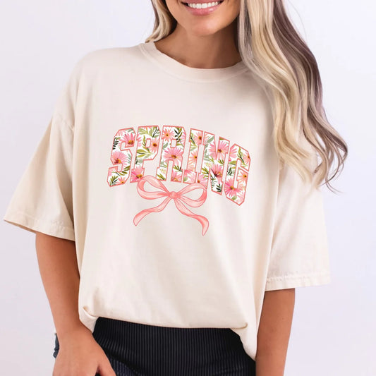 Spring Floral Bow Shirt | Spring Bow Graphic Tee