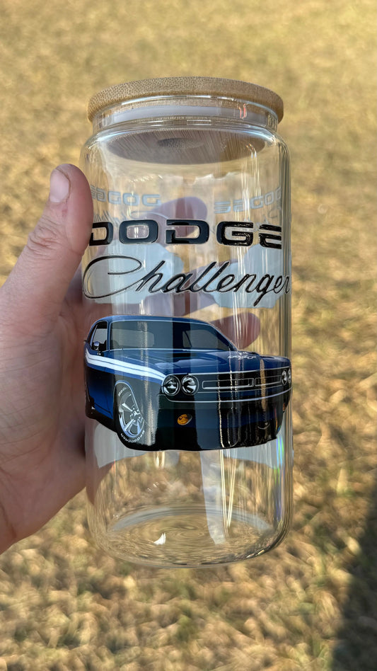Blue challenger 16oz Glass Libby K's Crafty Vibes Co.