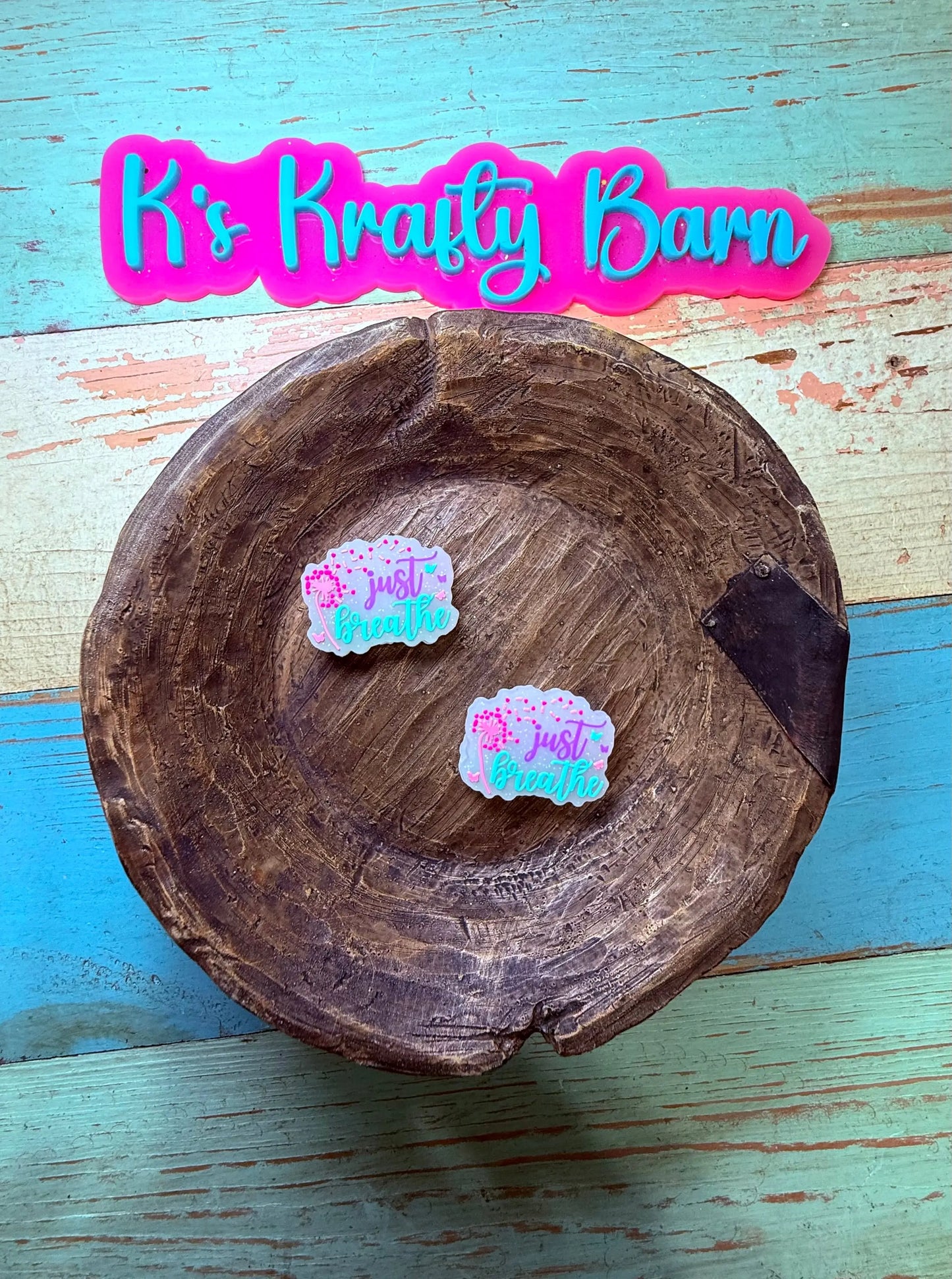 Silicone Focal Bead- Just breathe K's Krafty Barn