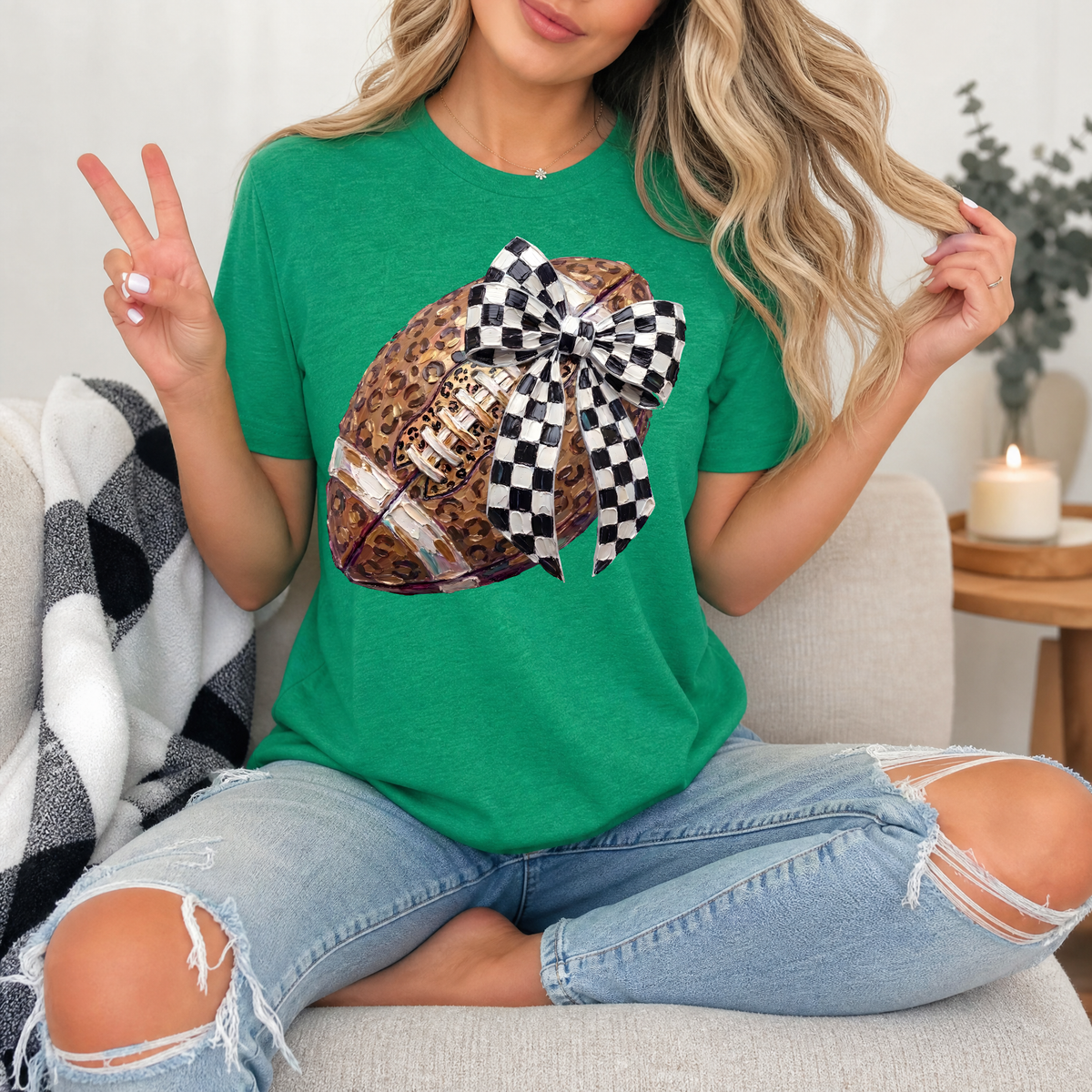 Leopard Painted Football Premium Graphic Tee