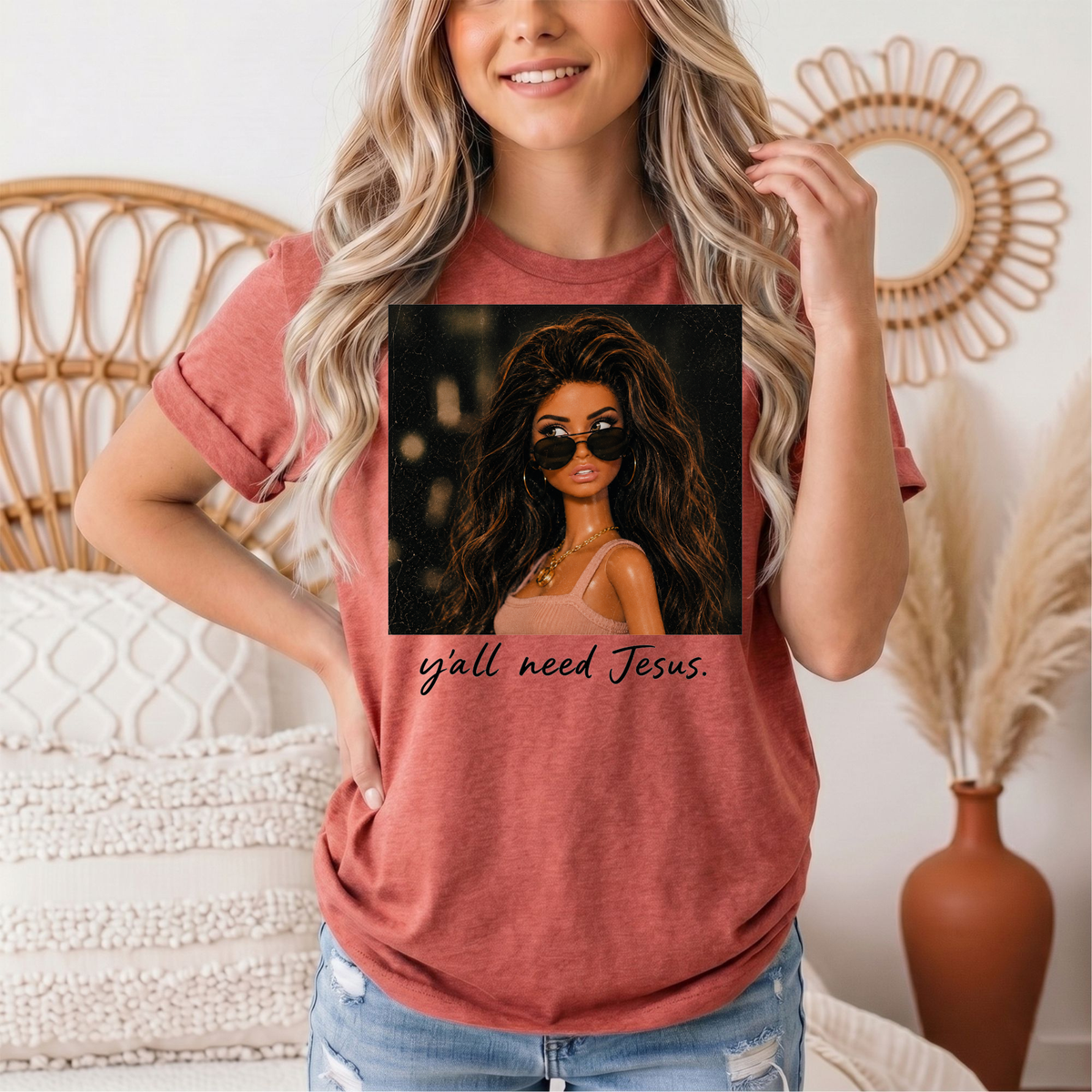 Y'all Need Jesus Doll Graphic Tee