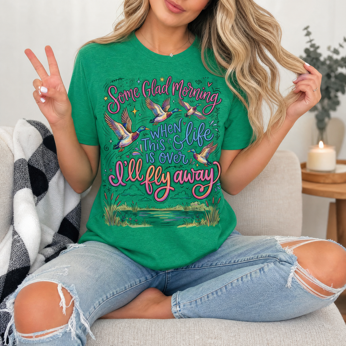 I'll Fly Away Flying Ducks Christian Graphic Tee