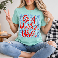 God Bless The USA Cheetah Blue Premium Graphic Tee