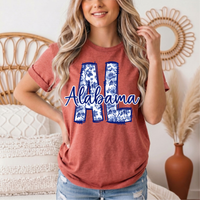 Alabama Blue Floral AL Graphic Tee