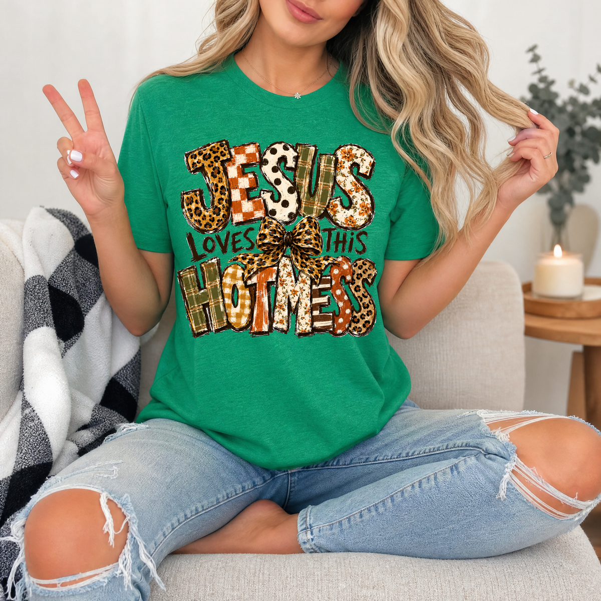 Jesus Loves This Hot Mess Christian Graphic Tee