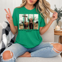 Follow the Word, Not the Herd Highland Cow Graphic Tee
