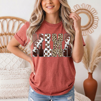 Mama Football & Leopard Mixed Print Graphic Tee