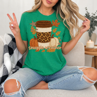 Snuggle Weather Faux Embroidery Coffee Graphic Tee