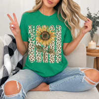 Distressed Sunflower & Leopard Print Graphic Tee