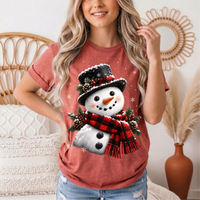 Snowman Buffalo Plaid Scarf Christmas Graphic Tee