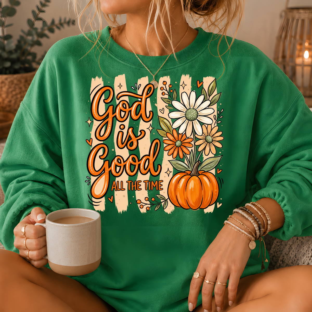 God Is Good Pumpkin Premium Crewneck Sweatshirt
