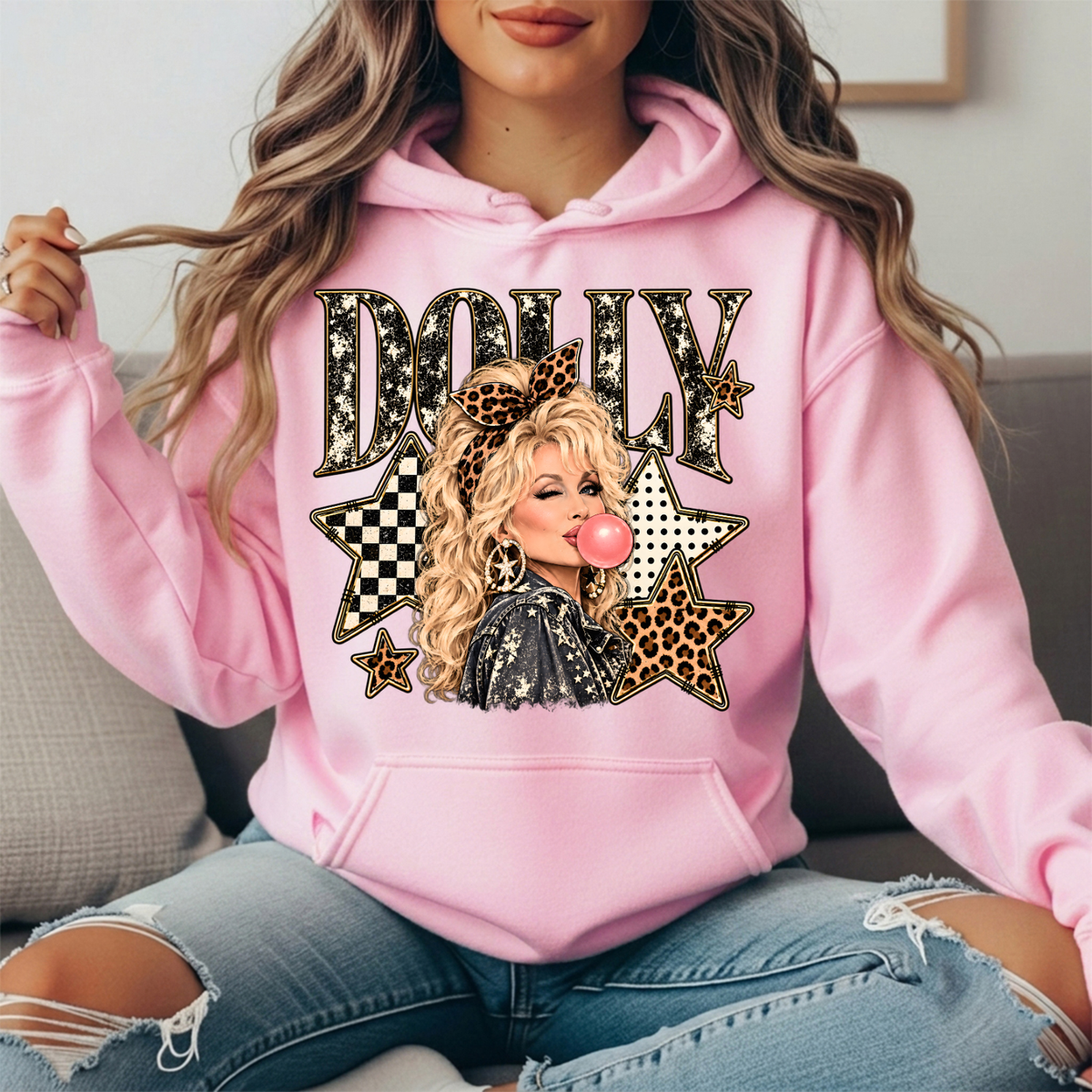Dolly Bubblegum & Leopard Stars Graphic Hoodie