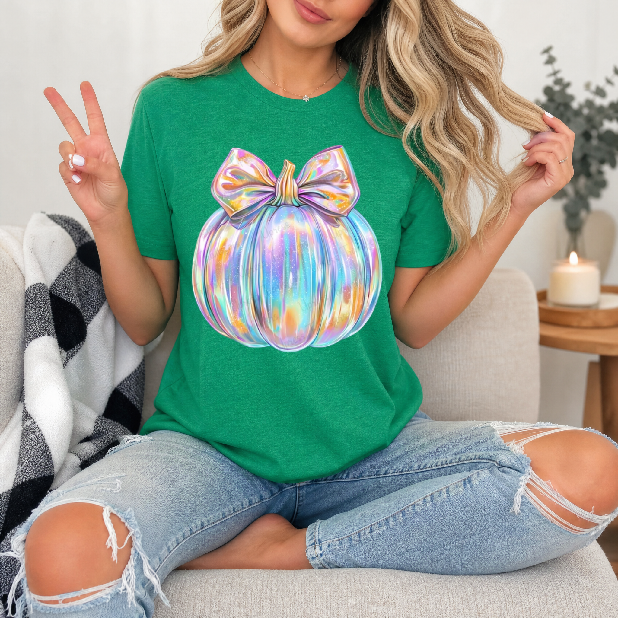 Sparkle Iridescent Pumpkin Premium Graphic Tee
