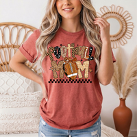 Football Mom Mixed Print Bow & Checkerboard Graphic Tee