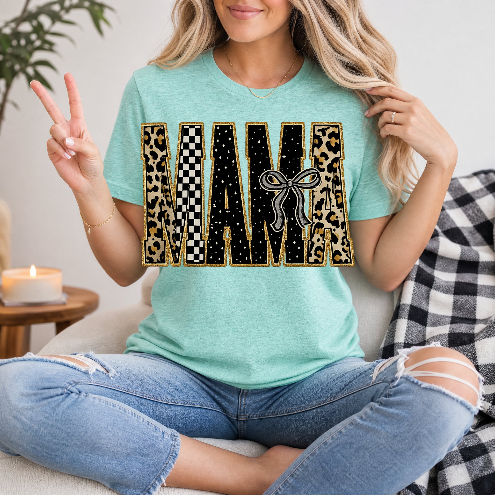 Mama Mixed Pattern Premium Graphic Tee