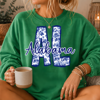 Alabama Blue Floral AL Crewneck Sweatshirt