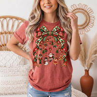 Christmas Plaid Bow & Holiday Charms Graphic Tee