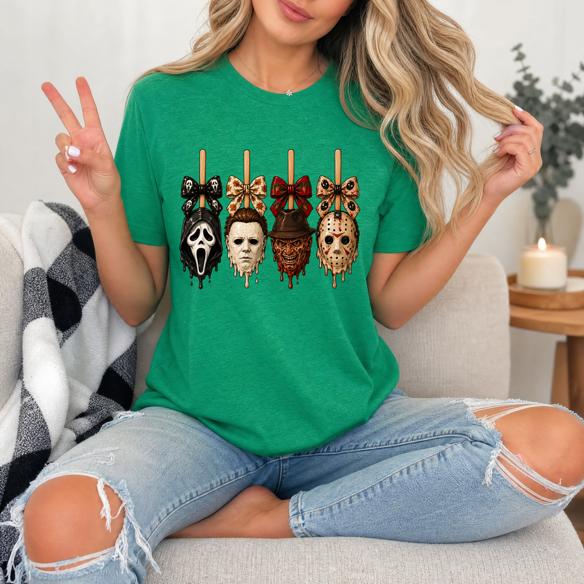 Horror on Sticks Halloween Bow Graphic Tee