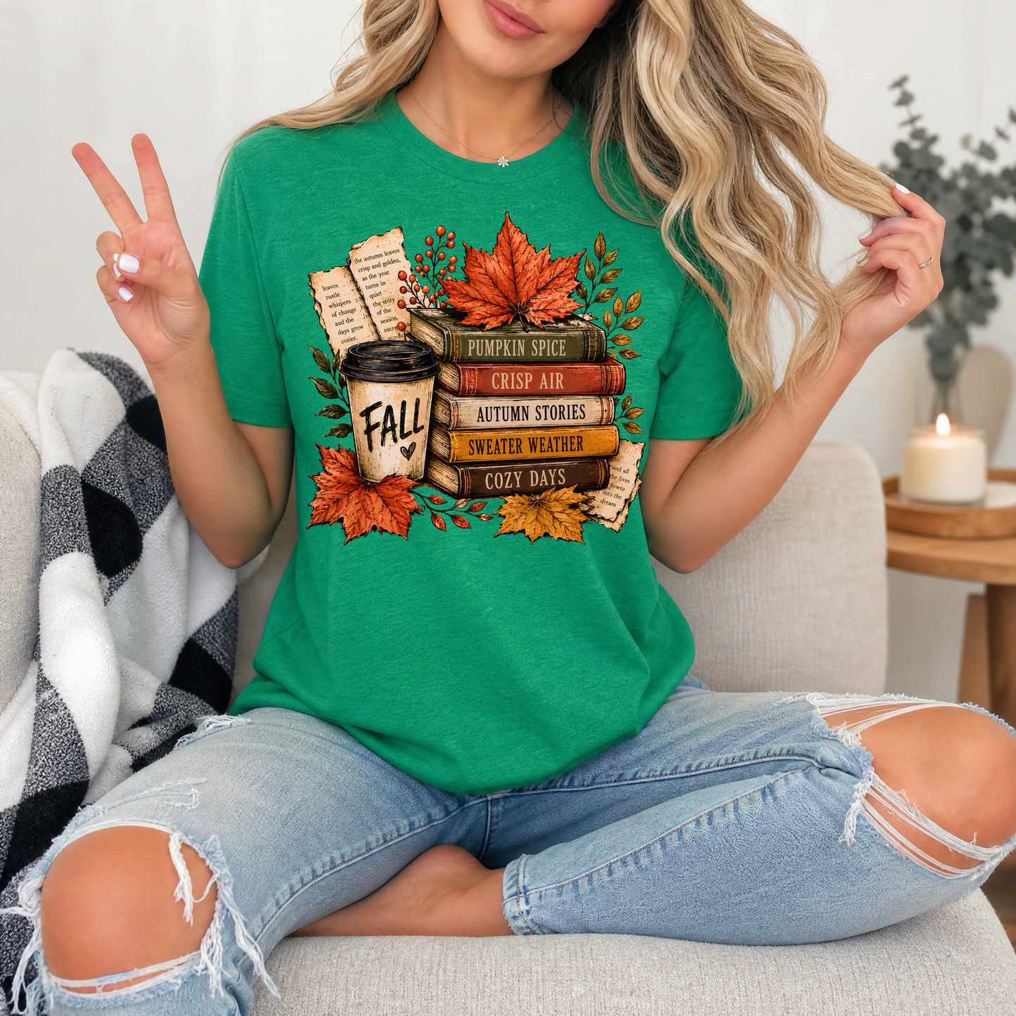 Fall & Bookish Cozy Premium Graphic Tee
