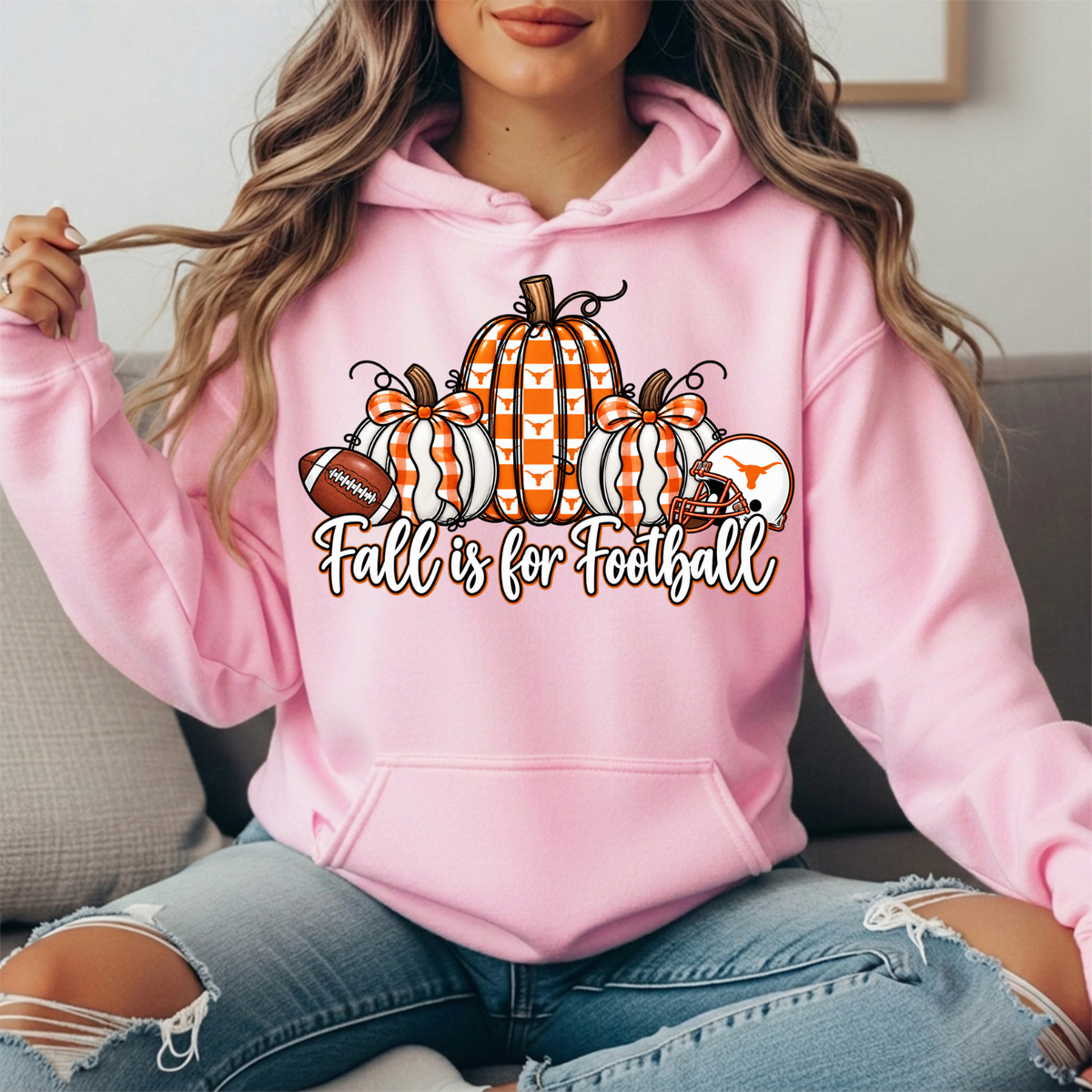 Texas Longhorns Fall Is for Football Pumpkin Graphic Hoodie