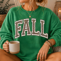 Fall Leopard Print Varsity Crewneck Sweatshirt