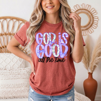 God Is Good All the Time Purple Bow Graphic Tee