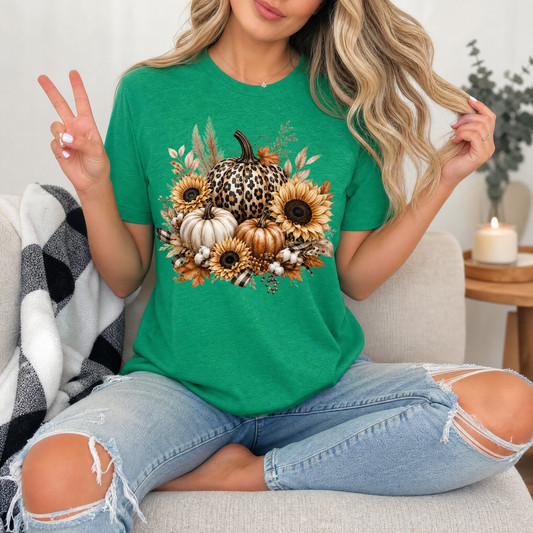 Leopard Pumpkin Sunflower Premium Graphic Tee