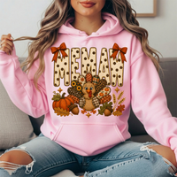 Memaw Thanksgiving Turkey & Rust Bows Graphic Hoodie