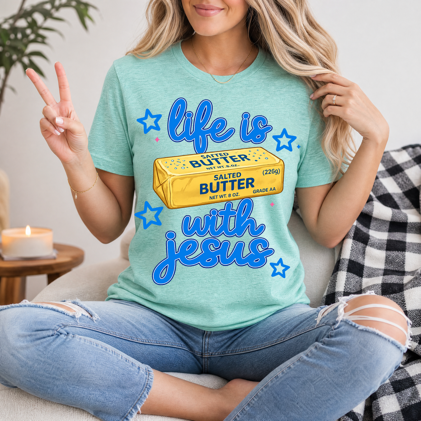Life Is Butter With Jesus Premium Graphic Tee