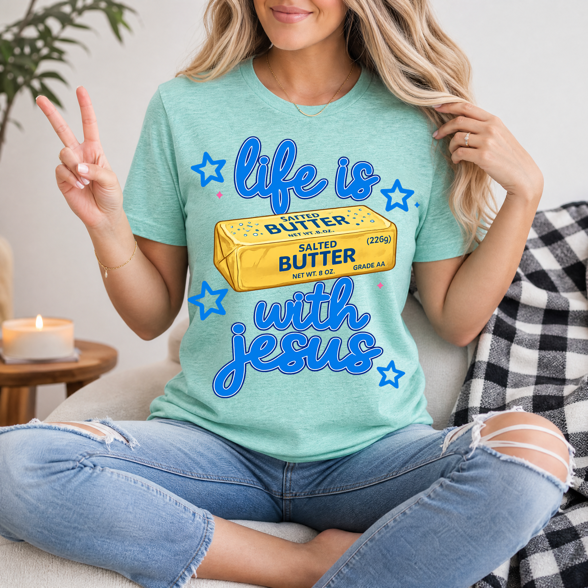 Life Is Butter With Jesus Premium Graphic Tee