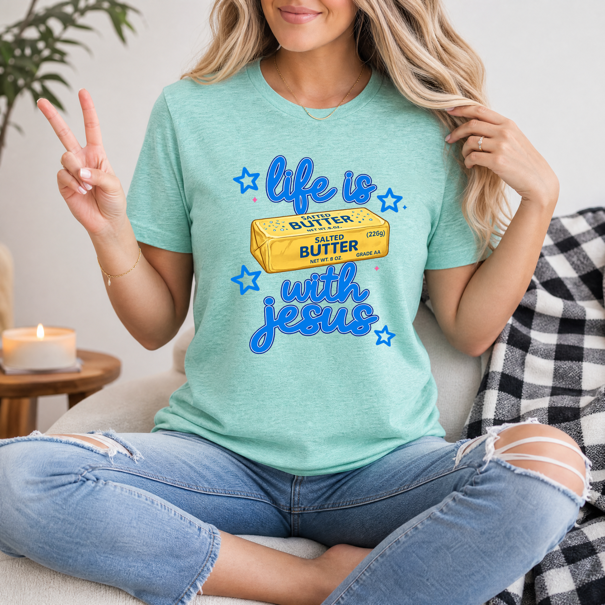 Life Is Butter With Jesus Premium Graphic Tee