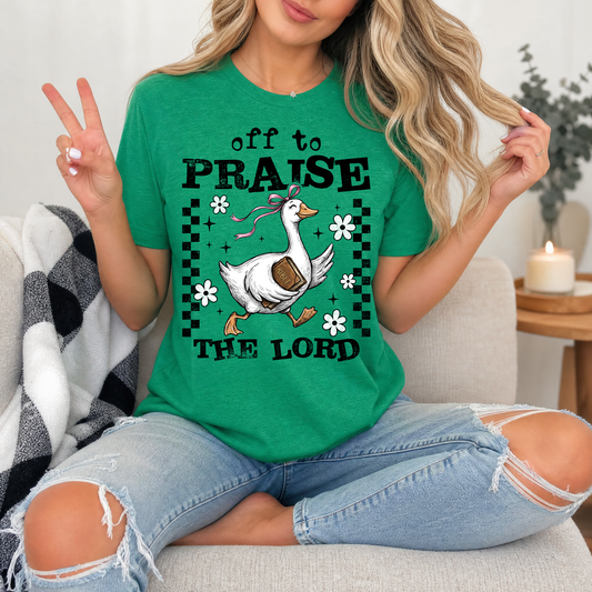 Off To Praise The Lord Christian Graphic Tee