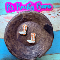 Silicone Focal Bead- Brown & Tan Cowgirl boots K's Krafty Barn