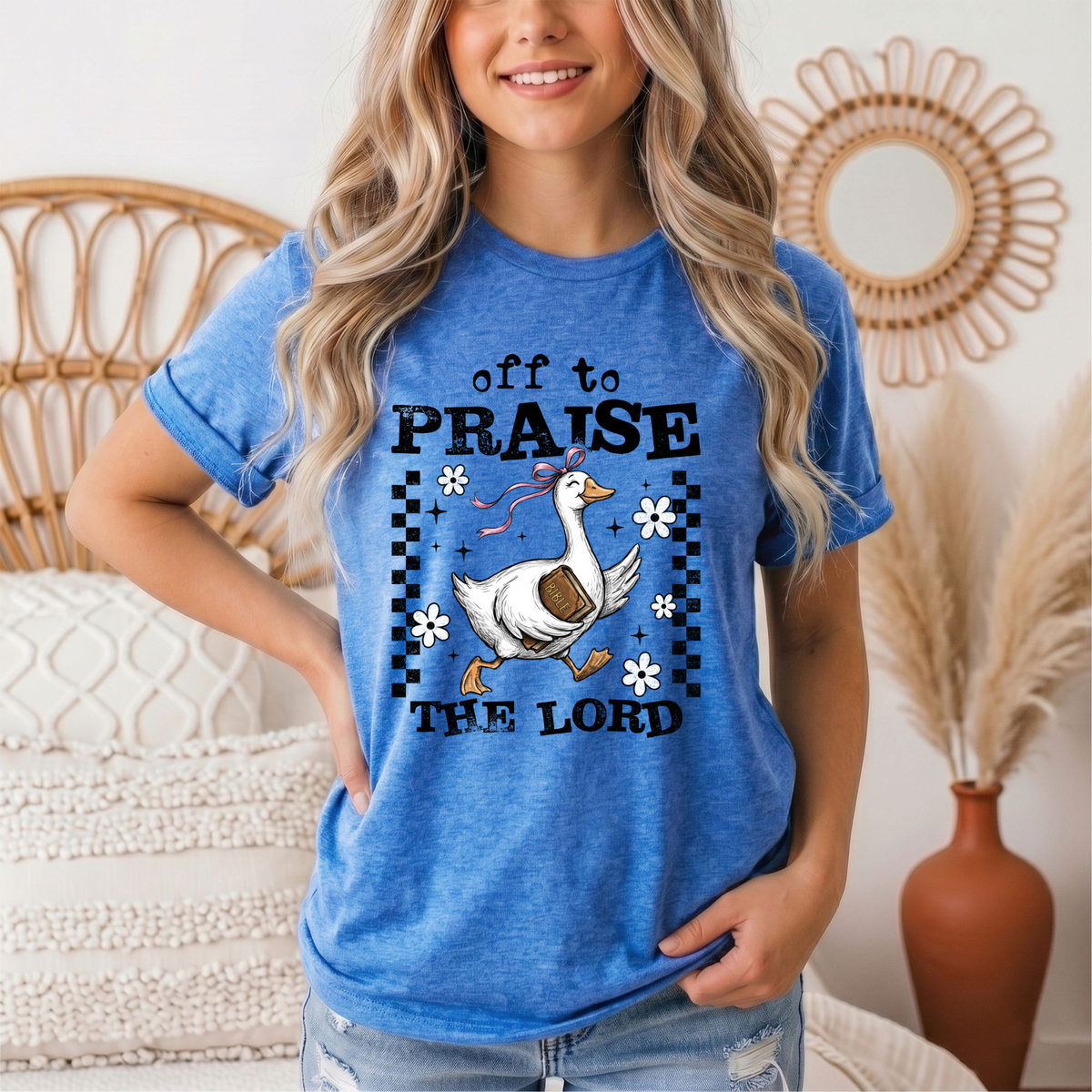 Off To Praise The Lord Christian Graphic Tee