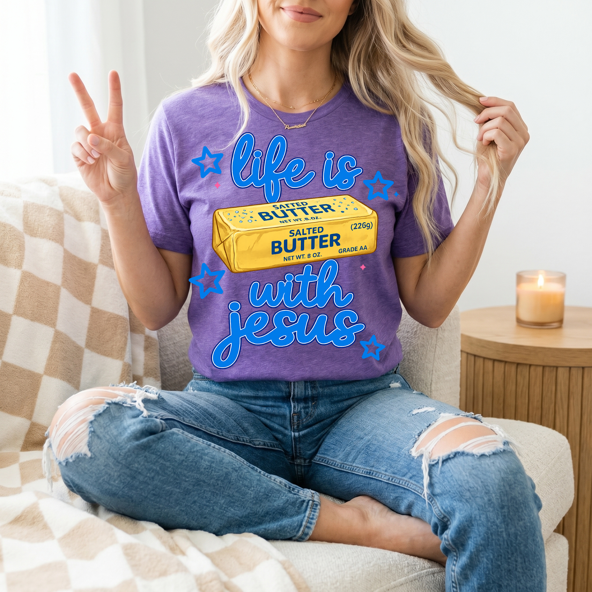 Life Is Butter With Jesus Premium Graphic Tee